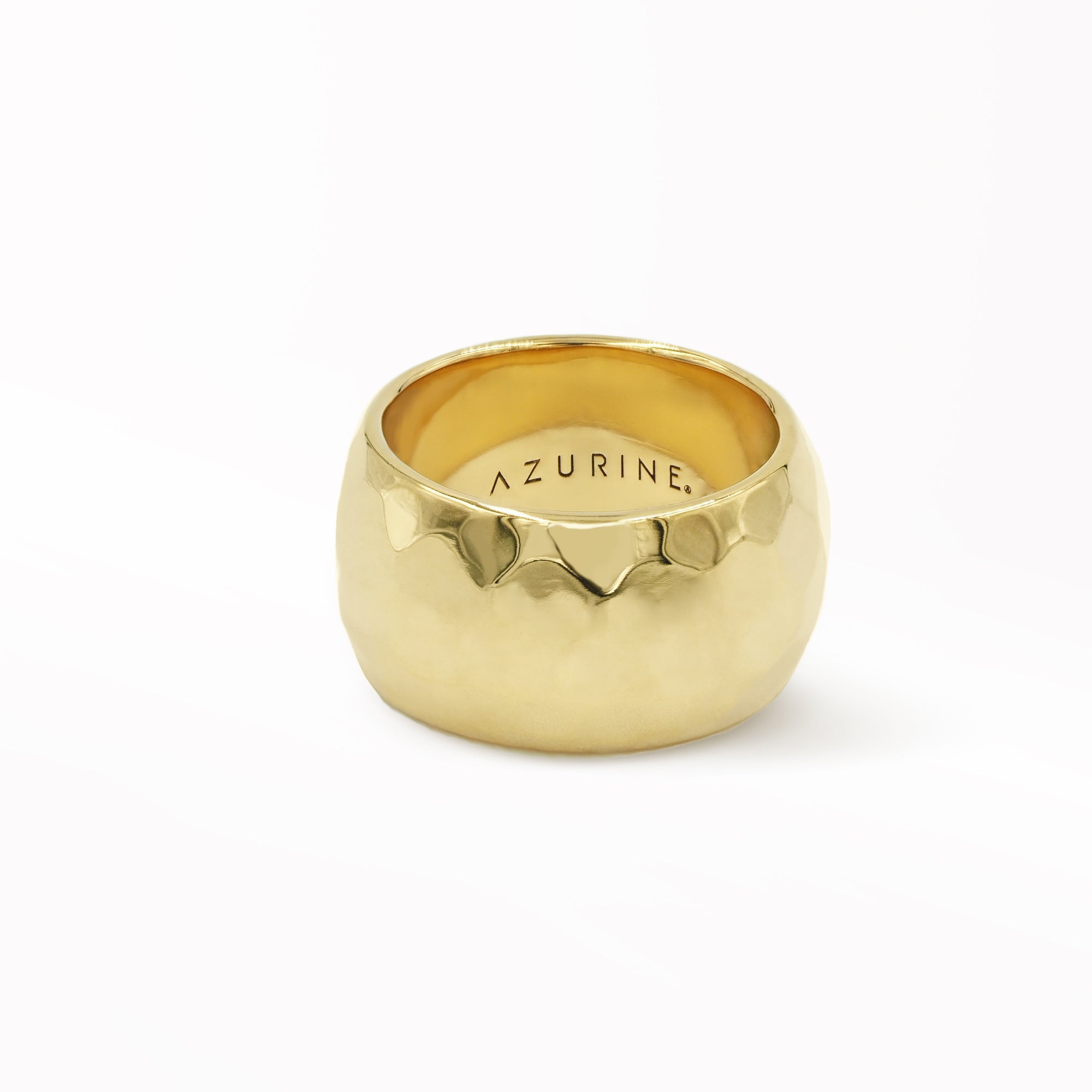 SOLID 14K GOLD LARGE HAMMERED RING