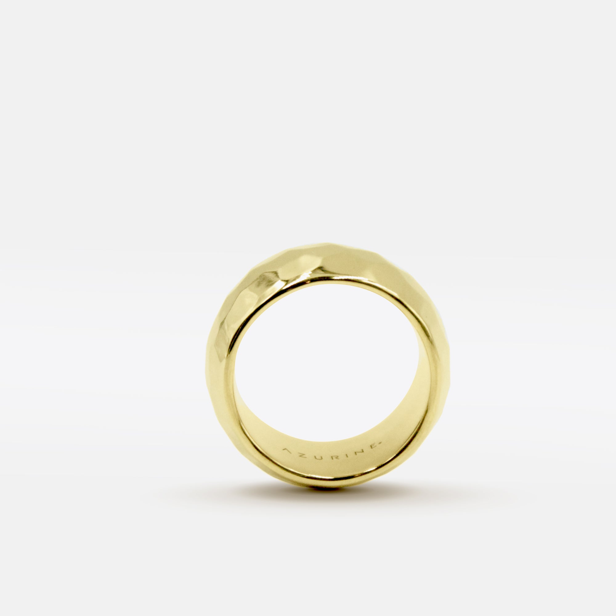 SOLID 14K GOLD LARGE HAMMERED RING