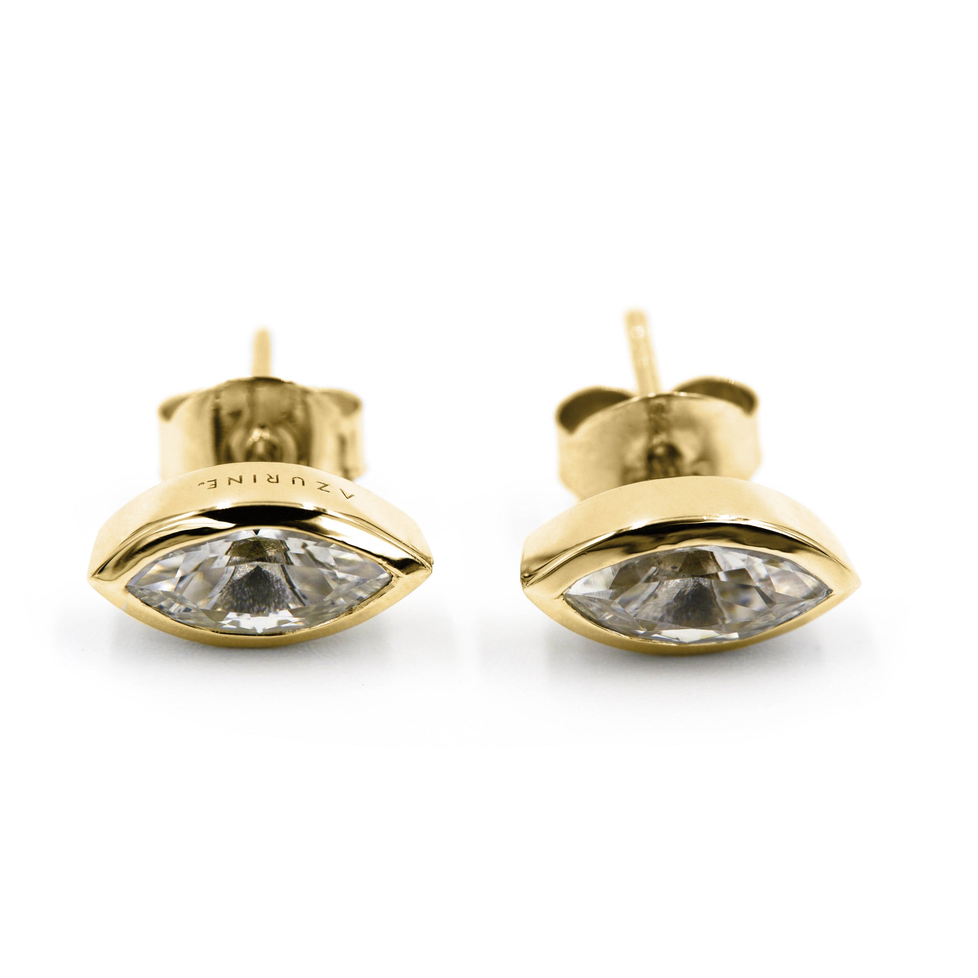 14K SOLID GOLD MARQUISE STUD EARRINGS