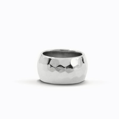 STERLING SILVER LARGE HAMMERED RING