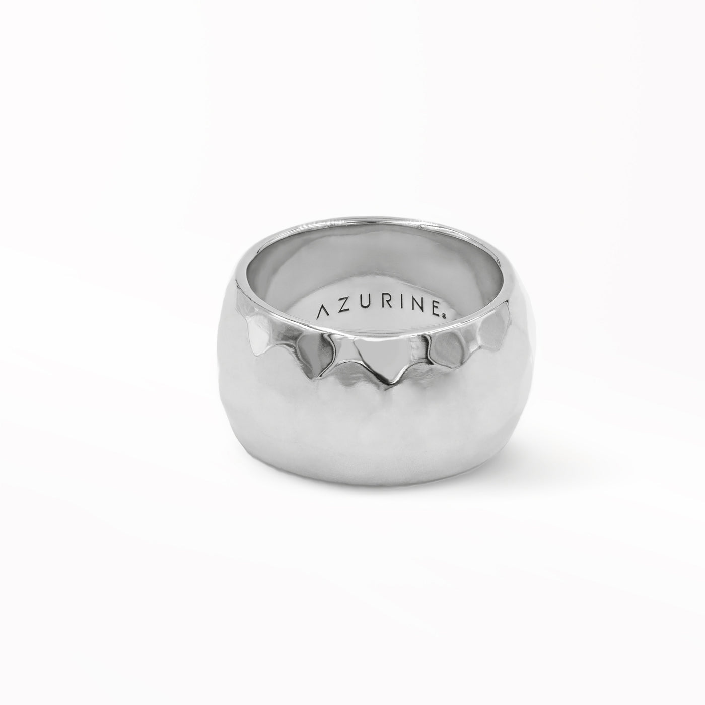 STERLING SILVER LARGE HAMMERED RING