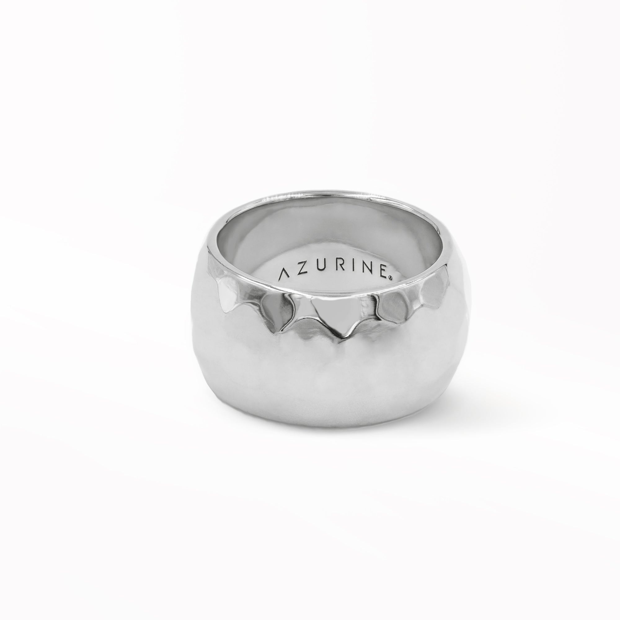 STERLING SILVER LARGE HAMMERED RING