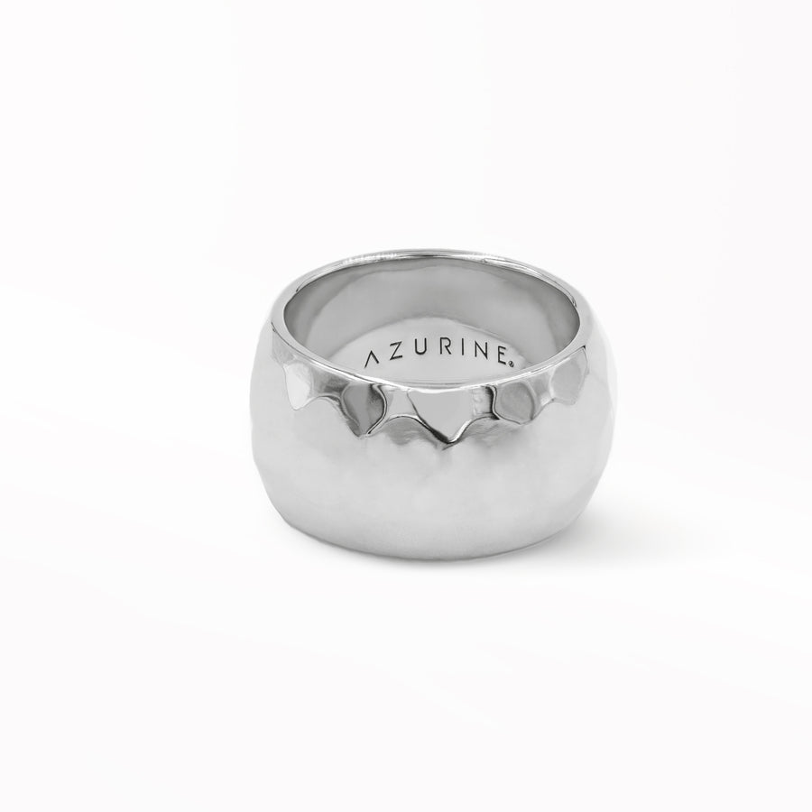 STERLING SILVER LARGE HAMMERED RING