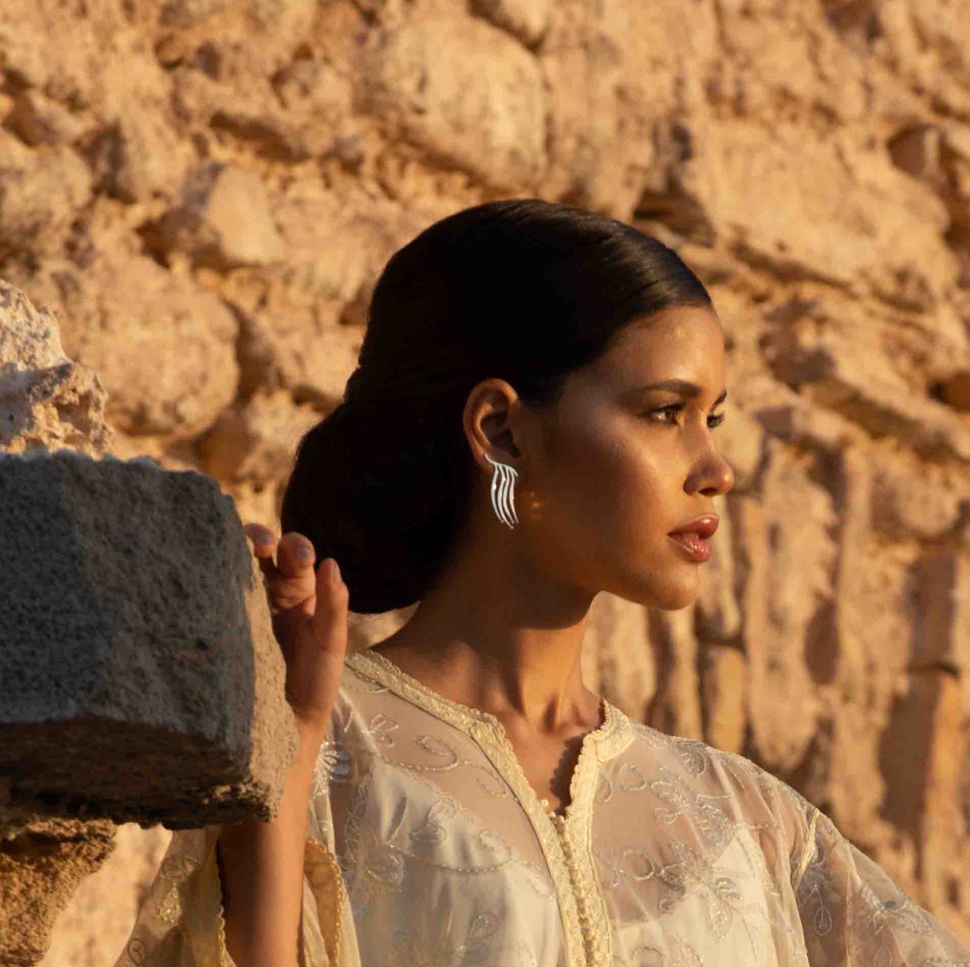 ZAHIRAH TENDRIL CLIMBER EARRING W/ KIMBERLEY PROCESSED DIAMONDS IN STERLING SILVER