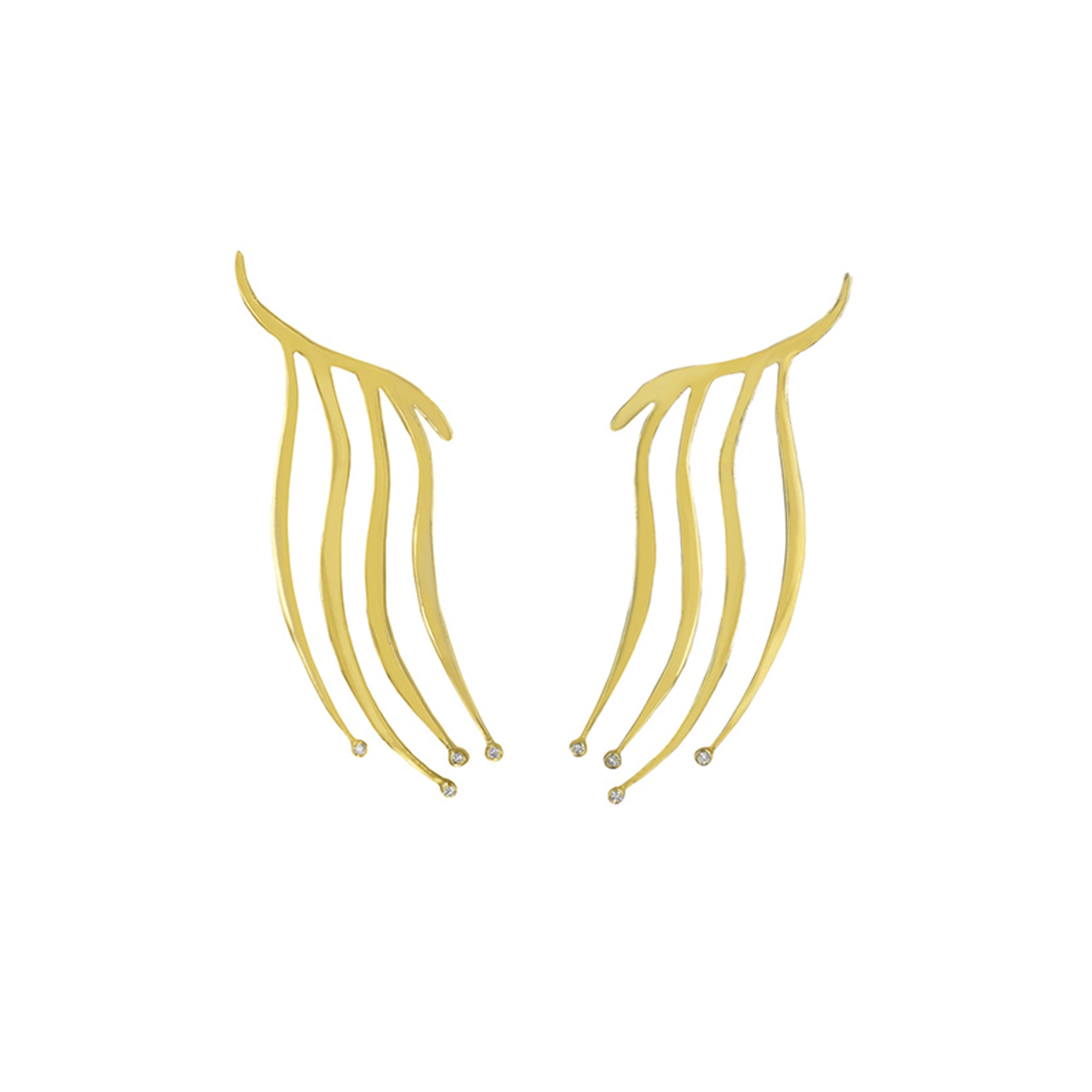 ZAHIRAH TENDRIL CLIMBER EARRING W/ KIMBERLEY CERTIFIED DIAMONDS IN 14K VERMEIL