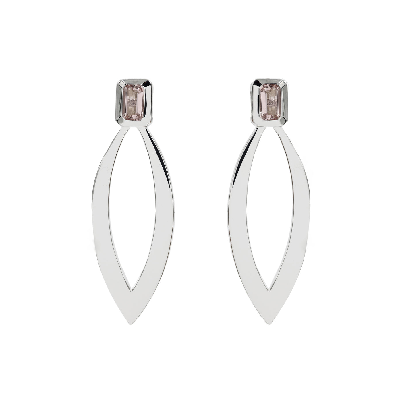 MANAL MORGANITE EARRING IN STERLING SILVER