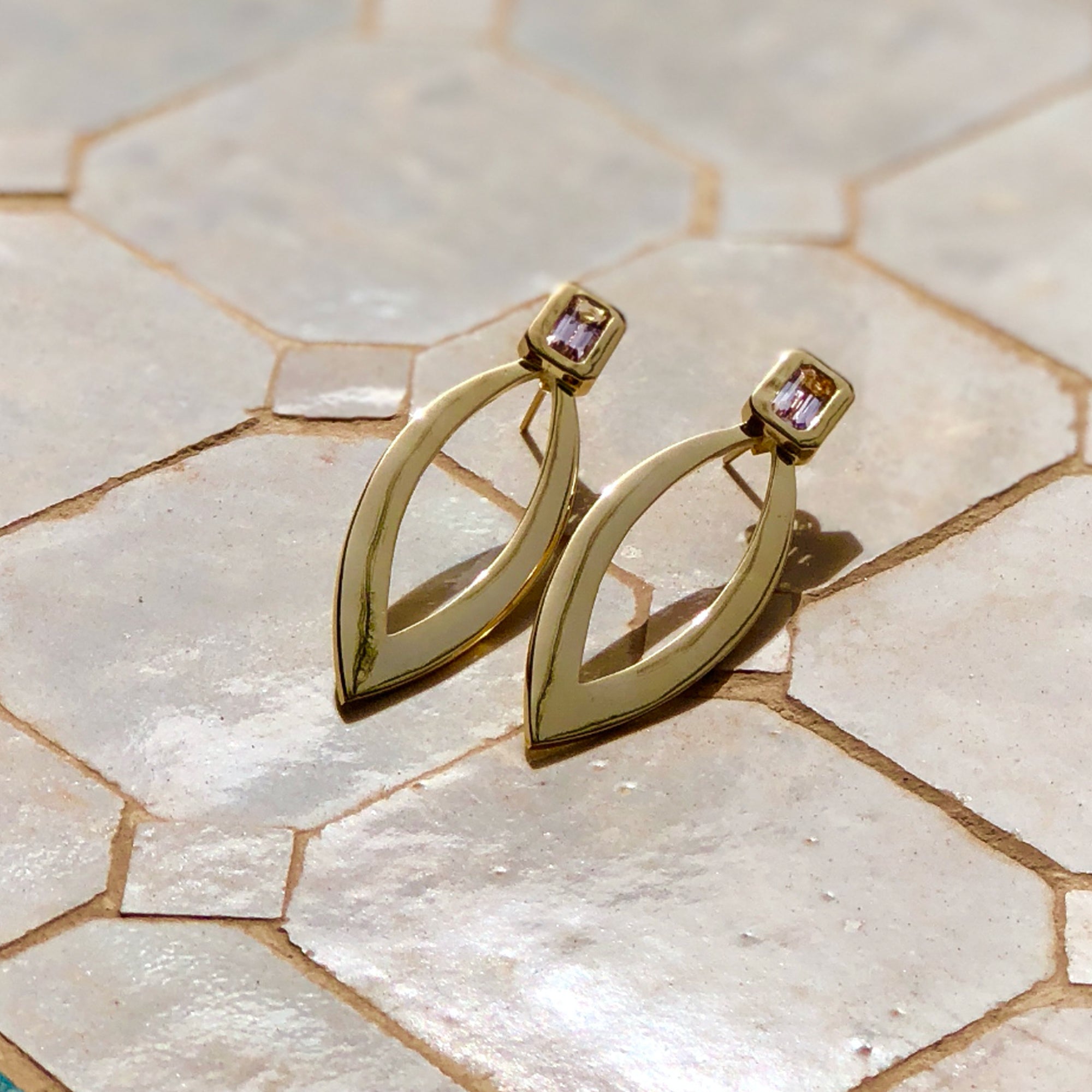 MANAL MORGANITE EARRING IN 14K VERMEIL